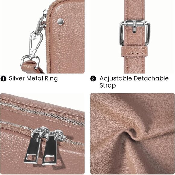 Genuine Leather Crossbody Bags for Women, Purses with Built in RFID Wallet Woman - Picture 4 of 7